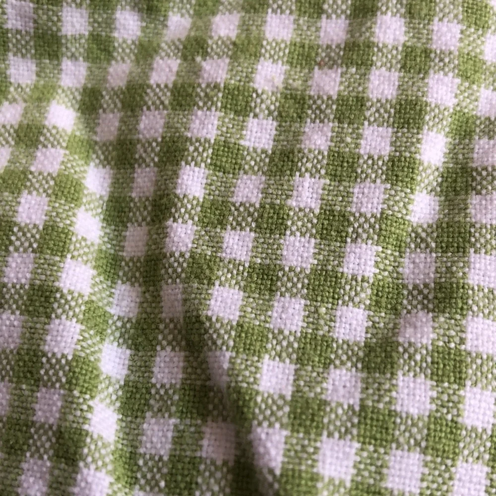 Pottery Barn Kids Green and White Gingham medium drawstring Basket Liner